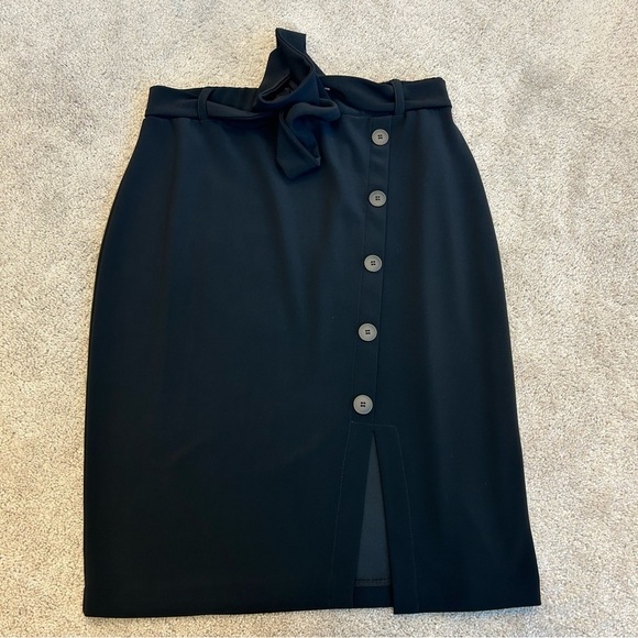 JOSEPH Ribkoff black BUTTON UP BELTED SKIRT Sz 14 - Picture 3 of 11